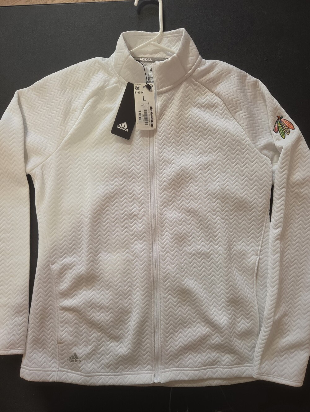 NWT adidas NHL Chicago Blackhawks Textured Chevron Full Zip Jacket Women's L